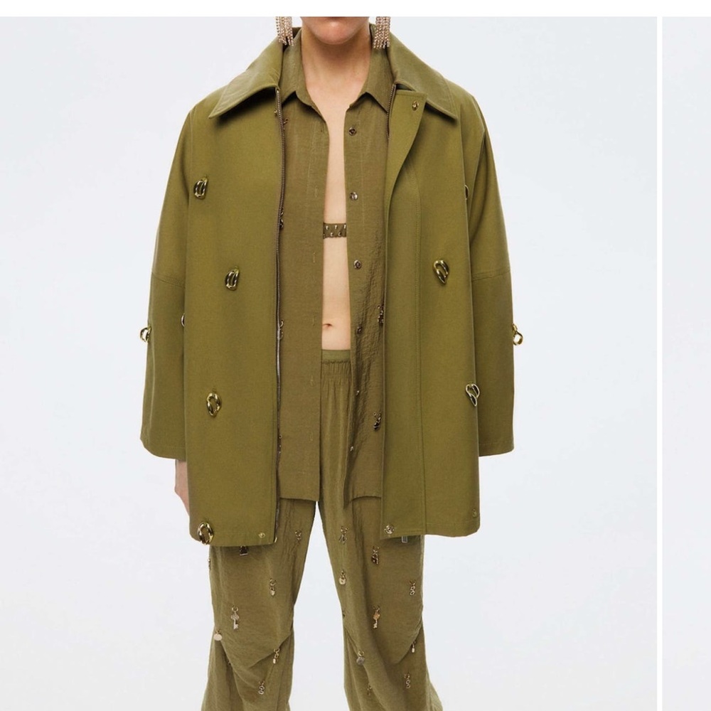 Nocturne Chained Trench Coat Yellow/Mustard size small